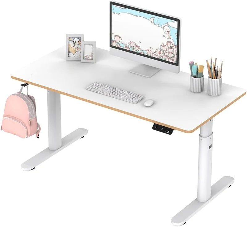 ULTRADESK - Pulsar Kinderschreibtisch Höhenverstellbar - Höhenverstellbarer Schreibtisch - 120x60x55-81cm - Computertisch für 2 Monitore - für Kinderzimmer, Jugendzimmer - Weiß