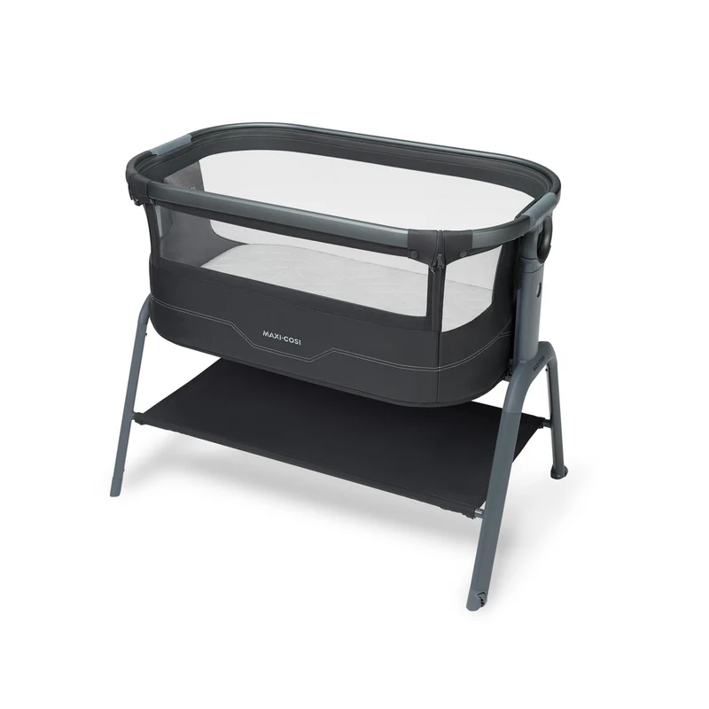 Maxi Cosi Iora² Baby Stubenbett, 0–6 kg (9 kg), Klappbares und Leichtes Beistellbett Baby, 5 cm CloudCore-Matratze, 5 Höhenstufen, 2 Leichtgängige Rollen, Easy Slide, Elegance Beige