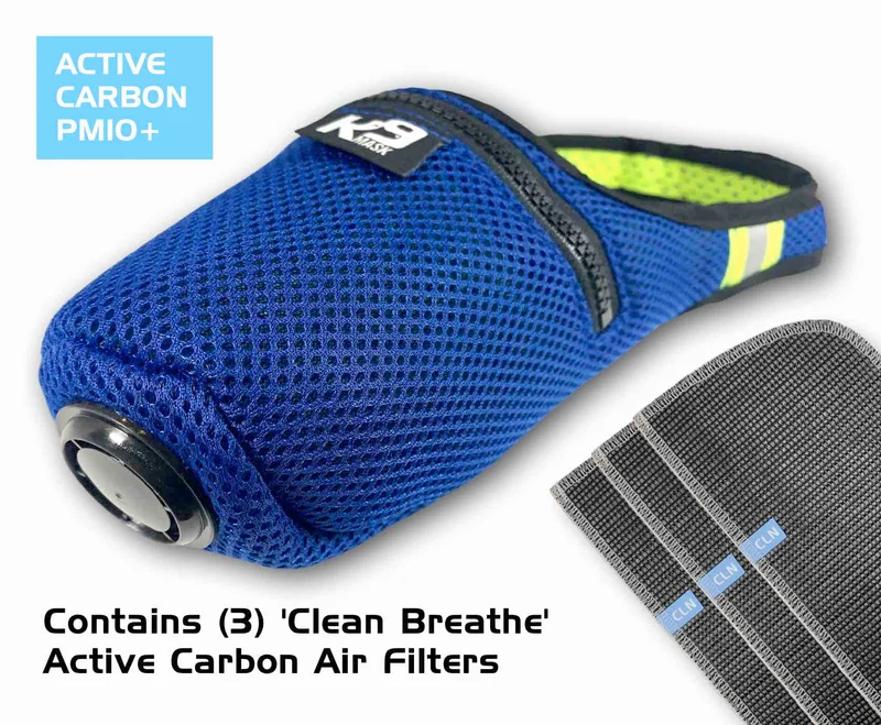 K9 Mask® für Hunde mit „Clean Breathe“-Luftfiltern - Blau