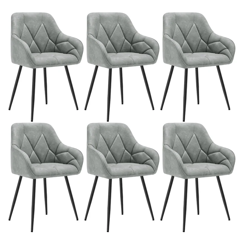 WOLTU Esszimmerstühle 4er Set, für Esszimmer Wohnzimmer, ergonomische Küchenstühle gepolstert mit Armlehnen, Metallbeinen, Sitzfläche aus Vintage-Kunstleder,Dunkelbraun