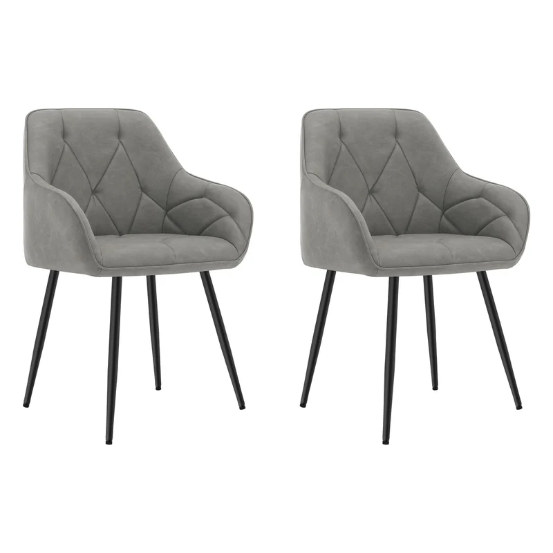 WOLTU Esszimmerstühle 4er Set, für Esszimmer Wohnzimmer, ergonomische Küchenstühle gepolstert mit Armlehnen, Metallbeinen, Sitzfläche aus Vintage-Kunstleder,Dunkelbraun