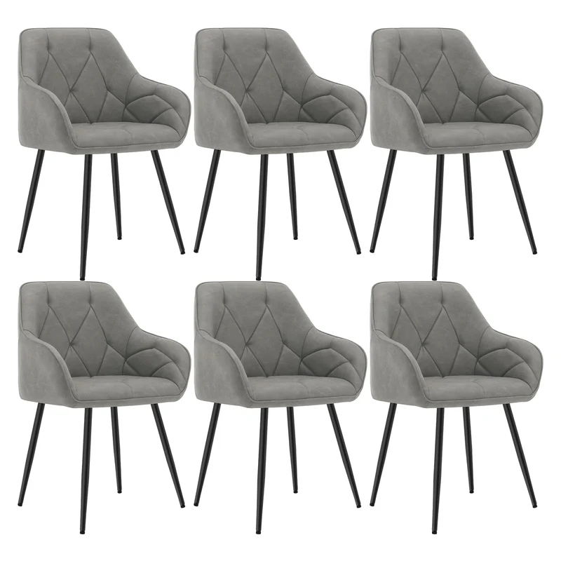WOLTU Esszimmerstühle 4er Set, für Esszimmer Wohnzimmer, ergonomische Küchenstühle gepolstert mit Armlehnen, Metallbeinen, Sitzfläche aus Vintage-Kunstleder,Dunkelbraun
