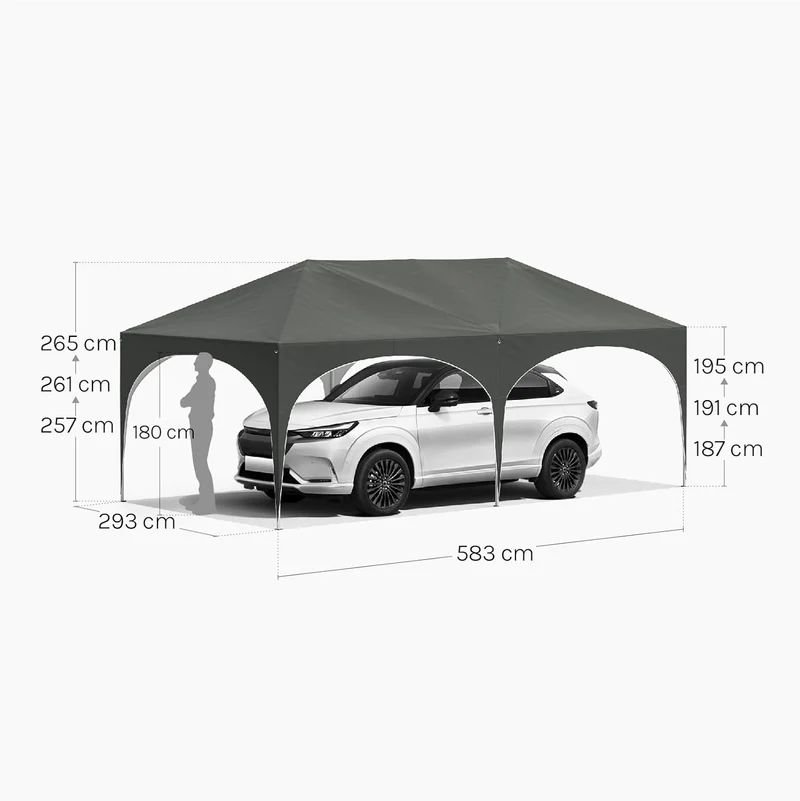 WOLTU Faltpavillon 3x6m Pop up mit 6 Seitenwänden Pavillon Partyzelt Grau