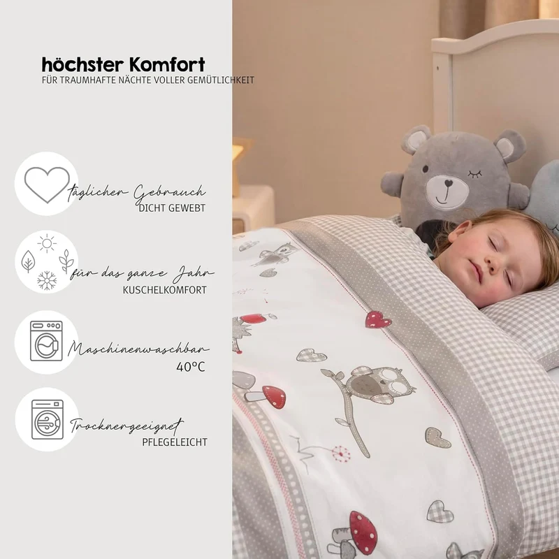 roba Babybett Set 70x140 cm mit Matratze, Bettwäsche & Himmel – Umbaubares Kinderbett zum Juniorbett, höhenverstellbar