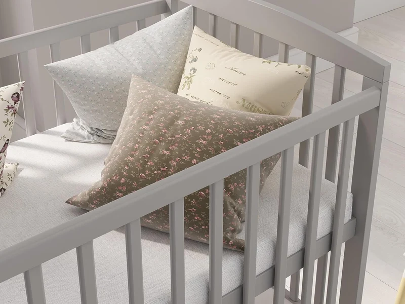 Love For Sleep Babybett 120x60 cm mit Matratze & Schublade, höhenverstellbares Kinderbett aus Kiefernholz, Grau