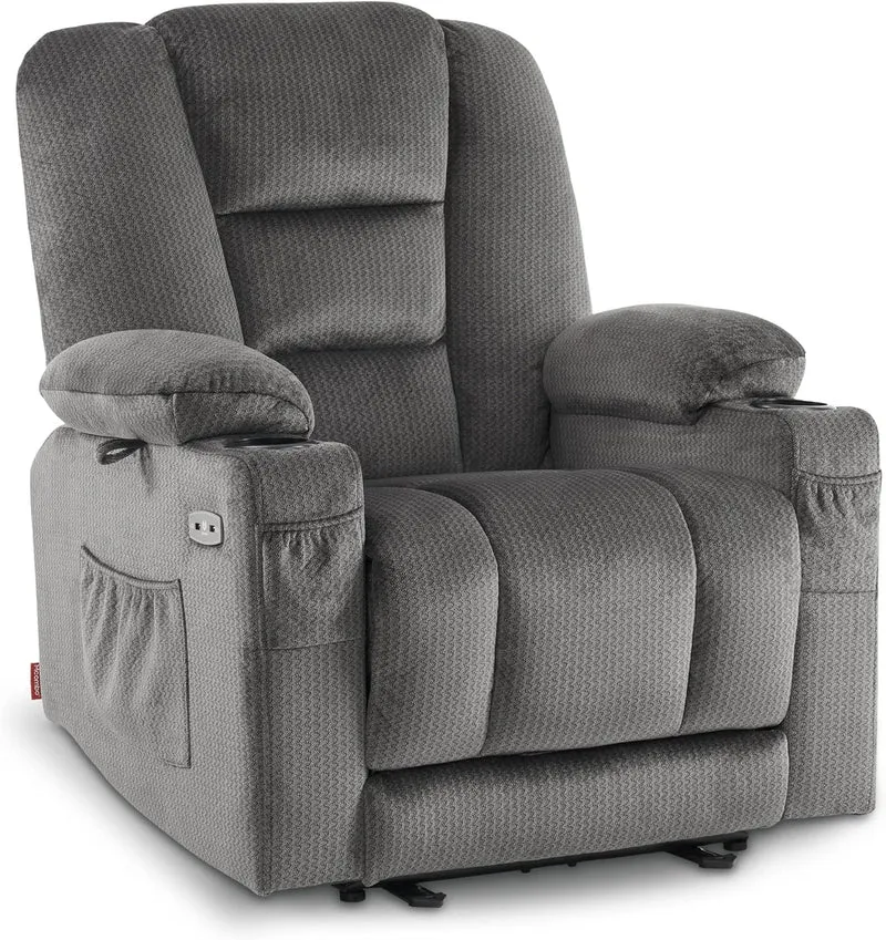M MCombo Elektrischer Fernsehsessel Relaxsessel mit Liegefunktion, Massage & Wärme, USB-Anschluss, verstellbarer TV Sessel für Wohnzimmer