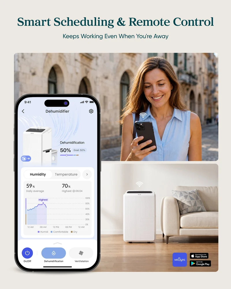 Levoit Smart Dehumidifier with 24/7 Pump Drainage