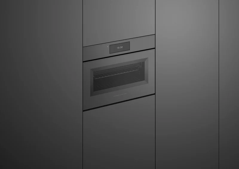 Fisher & Paykel 60cm Series 11 Minimal Handless Compact Combi-Microwave Oven, Black Glass