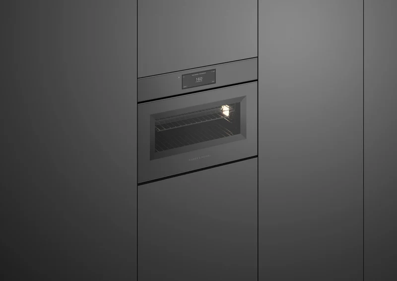 Fisher & Paykel 60cm Series 11 Minimal Handless Compact Combi-Microwave Oven, Black Glass