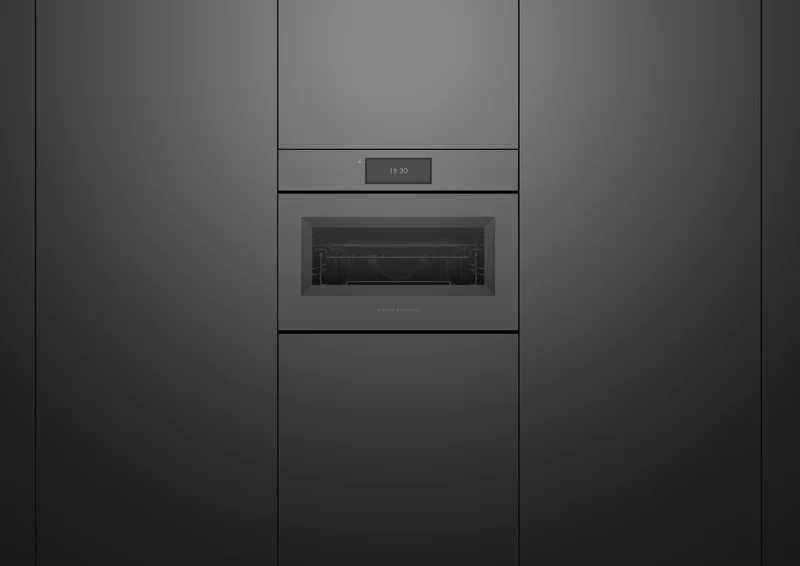 Fisher & Paykel 60cm Series 11 Minimal Handless Compact Combi-Microwave Oven, Black Glass