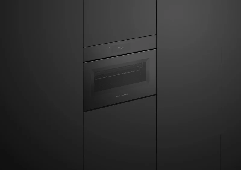 Fisher & Paykel 60cm Series 11 Minimal Handless Compact Combi-Microwave Oven, Black Glass
