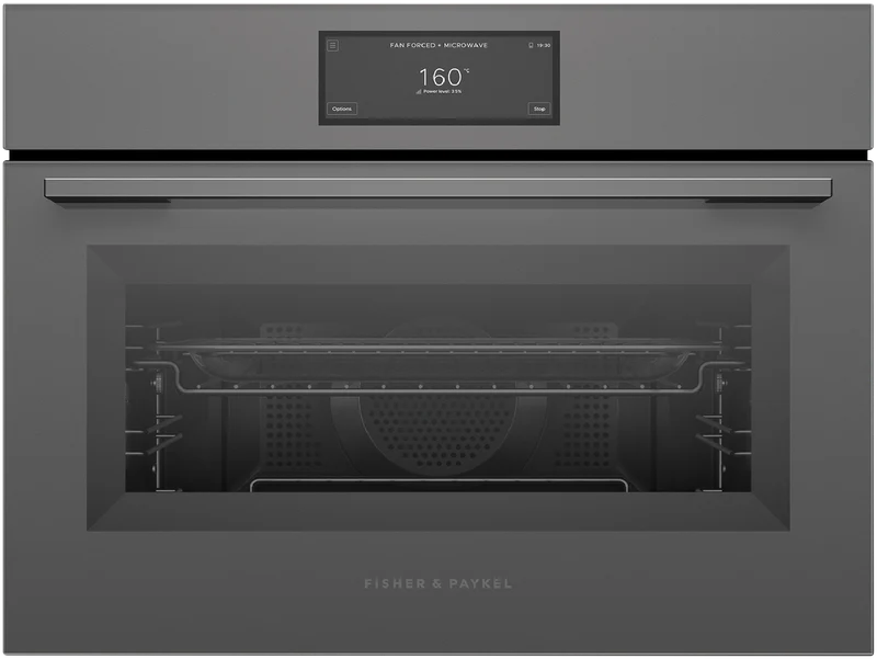 Fisher & Paykel 60cm Series 9 Minimal Compact Combi-Microwave Oven, Grey Glass