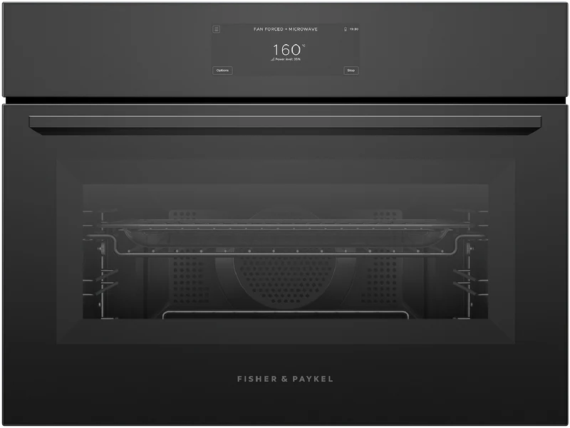 Fisher & Paykel 60cm Series 9 Minimal Compact Combi-Microwave Oven, Brushed Silver Glass
