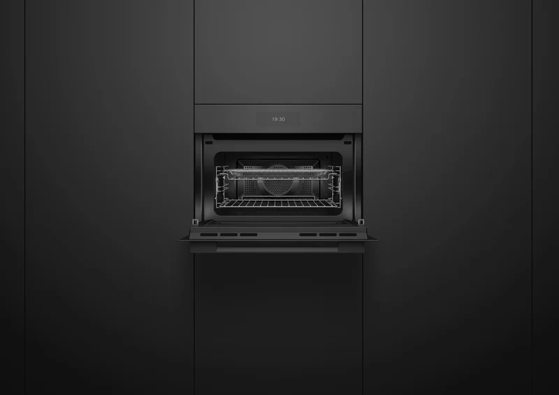 Fisher & Paykel 60cm Series 9 Minimal Compact Combi-Microwave Oven, Brushed Silver Glass