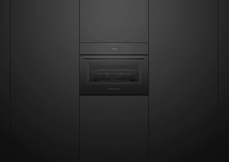 Fisher & Paykel 60cm Series 9 Minimal Compact Combi-Microwave Oven, Brushed Silver Glass