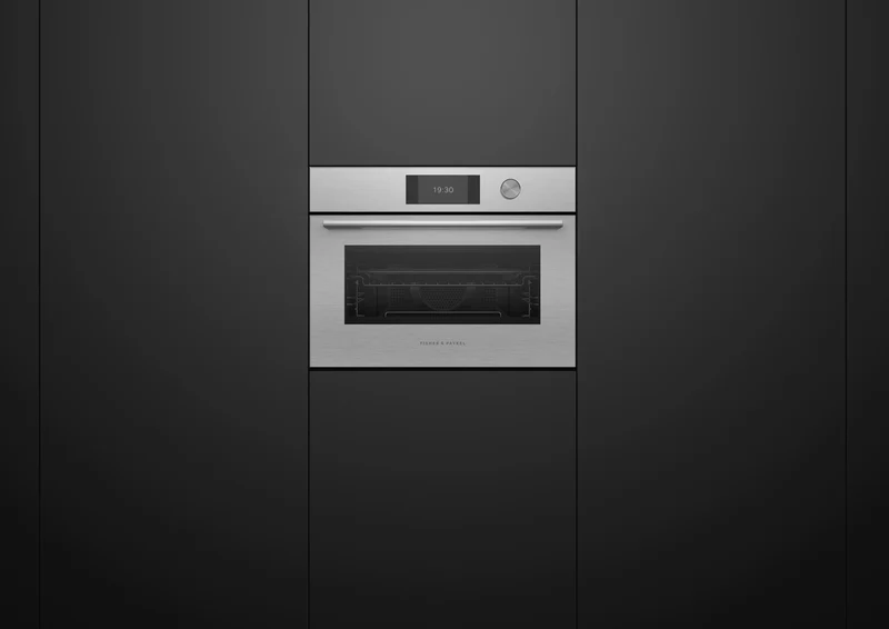 Fisher & Paykel 60cm Series 7 Contemporary Compact Combi-Microwave Oven, Brushed Silver Glass