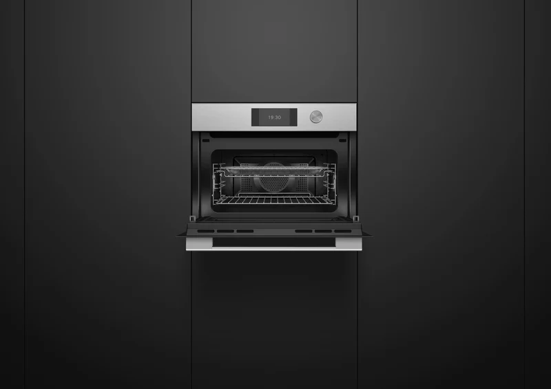 Fisher & Paykel 60cm Series 7 Contemporary Compact Combi-Microwave Oven, Brushed Silver Glass