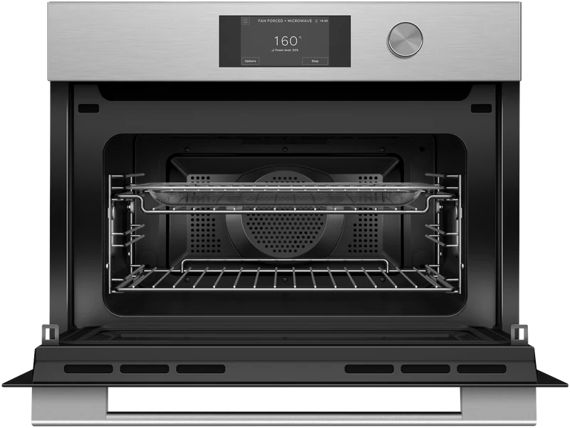 Fisher & Paykel 60cm Series 7 Contemporary Compact Combi-Microwave Oven, Brushed Silver Glass