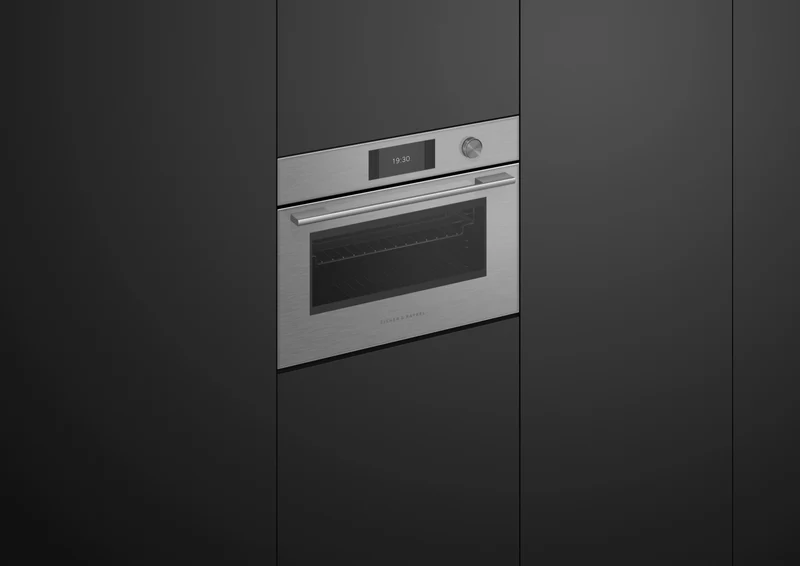 Fisher & Paykel 60cm Series 7 Contemporary Compact Combi-Microwave Oven, Brushed Silver Glass
