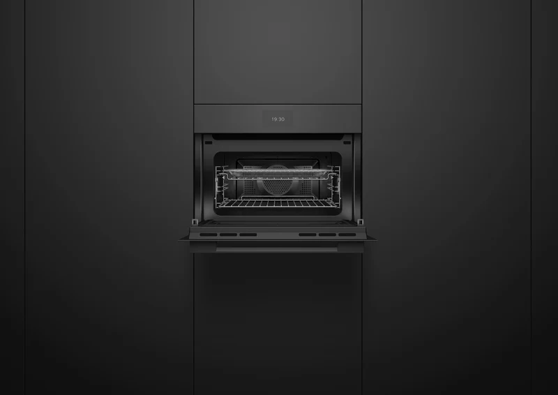 Fisher & Paykel 60cm Series 7 Minimal Compact Combi- Microwave Oven, Black Glass
