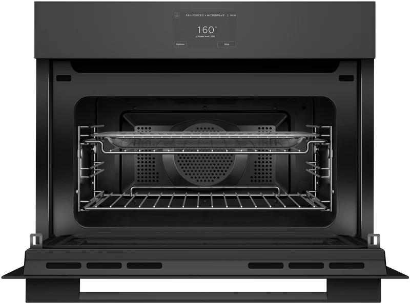Fisher & Paykel 60cm Series 7 Minimal Compact Combi- Microwave Oven, Black Glass