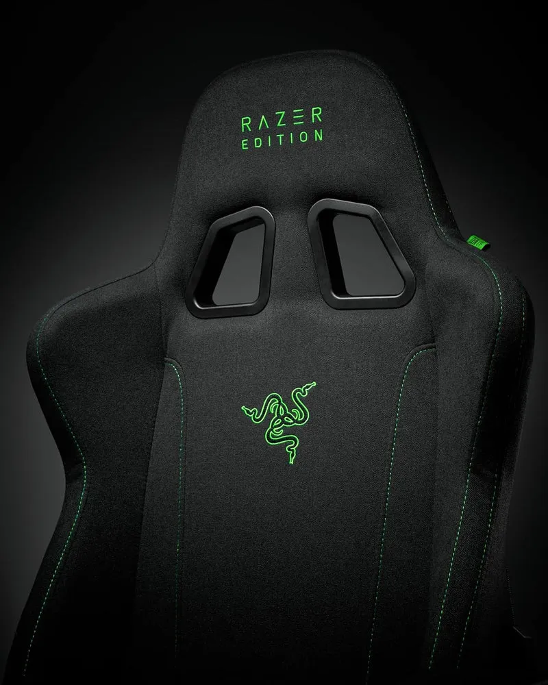 Razer TAROK Essentials X Gaming Stuhl Stoff Schwarz, ergonomischer Gaming Chair mit Armlehnen & Kopfstütze