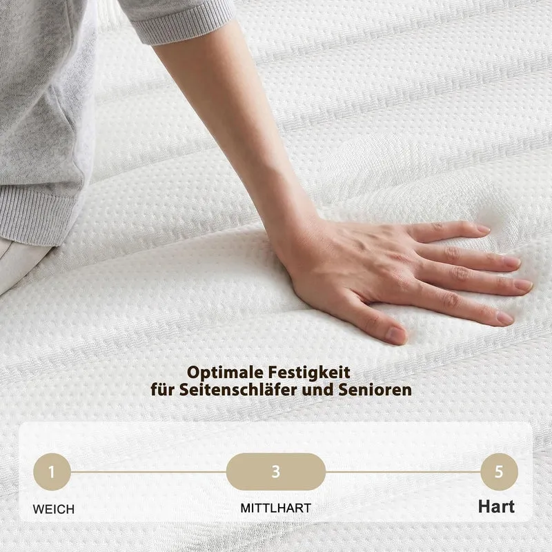 PurrJoys Matratze 160x200 H3 & H4 mit Oeko-TEX Zertifiziert, Höhe 25 cm 7 Zonen Taschenfederkernmatratze mit Memory Foam, Federkernmatratze mit weicher Oberfläche für Erwachsene