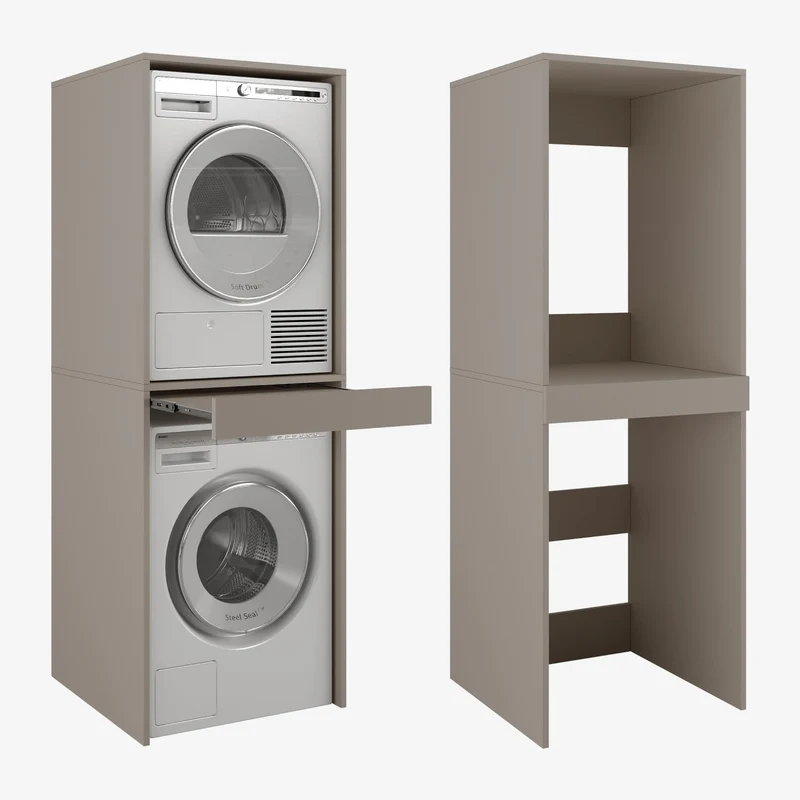 PLATAN ROOM Hochschrank Badschrank Waschmaschine Trockner Schrank Waschmaschinenschrank für Waschmaschine & Wäschetrockner Überbauschrank 187 x 65 x 66 cm Badregal (Weiß, 66 cm breit)