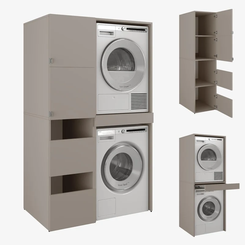 PLATAN ROOM Hochschrank Badschrank Waschmaschine Trockner Schrank Waschmaschinenschrank für Waschmaschine & Wäschetrockner Überbauschrank 187 x 65 x 66 cm Badregal (Weiß, 66 cm breit)