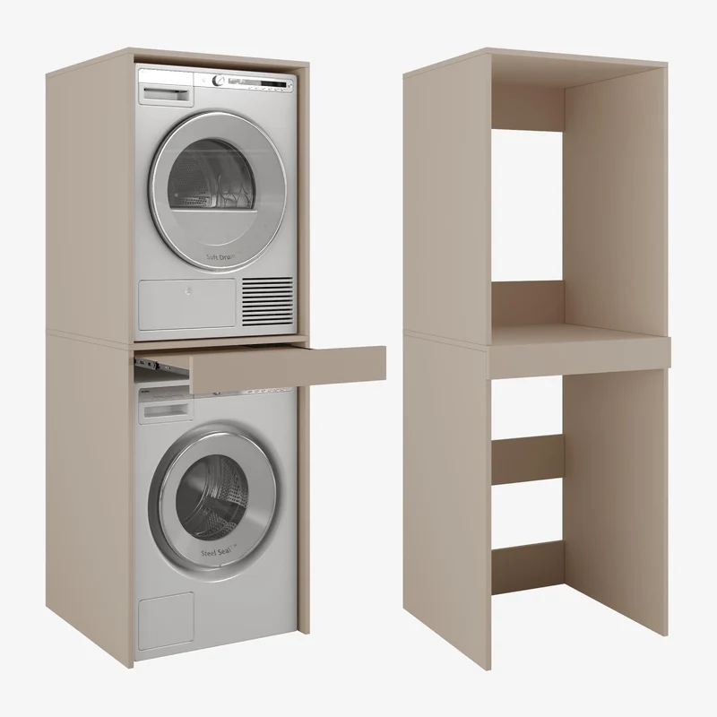 PLATAN ROOM Hochschrank Badschrank Waschmaschine Trockner Schrank Waschmaschinenschrank für Waschmaschine & Wäschetrockner Überbauschrank 187 x 65 x 66 cm Badregal (Weiß, 66 cm breit)
