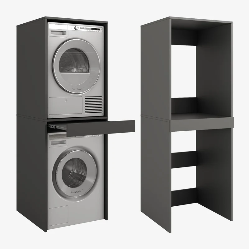 PLATAN ROOM Hochschrank Badschrank Waschmaschine Trockner Schrank Waschmaschinenschrank für Waschmaschine & Wäschetrockner Überbauschrank 187 x 65 x 66 cm Badregal (Weiß, 66 cm breit)