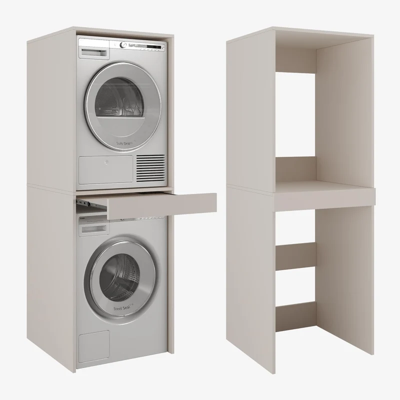 PLATAN ROOM Hochschrank Badschrank Waschmaschine Trockner Schrank Waschmaschinenschrank für Waschmaschine & Wäschetrockner Überbauschrank 187 x 65 x 66 cm Badregal (Weiß, 66 cm breit)