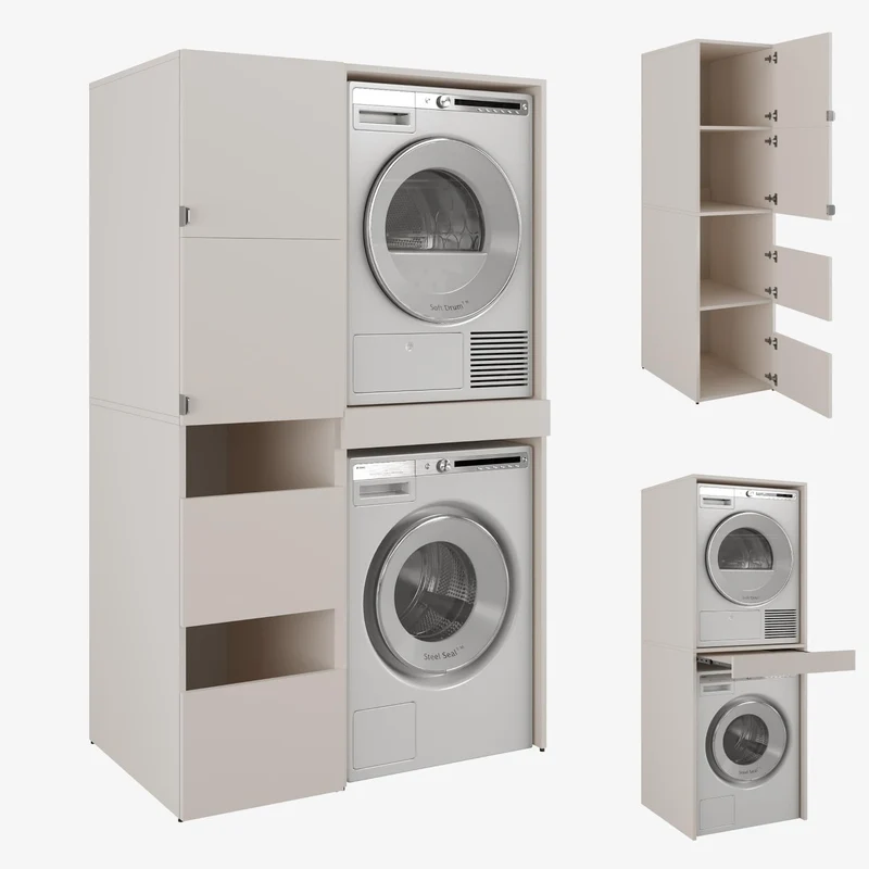 PLATAN ROOM Hochschrank Badschrank Waschmaschine Trockner Schrank Waschmaschinenschrank für Waschmaschine & Wäschetrockner Überbauschrank 187 x 65 x 66 cm Badregal (Weiß, 66 cm breit)