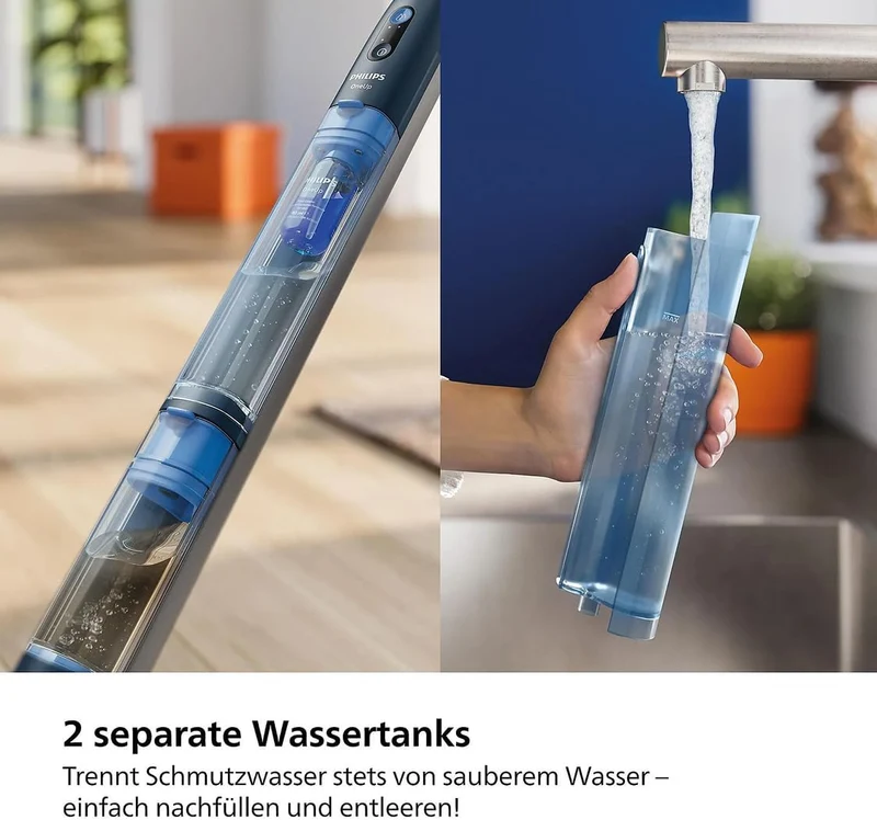 Philips OneUp 5000 Elektrischer Wischmopp, Blau, 2X sauberere Böden