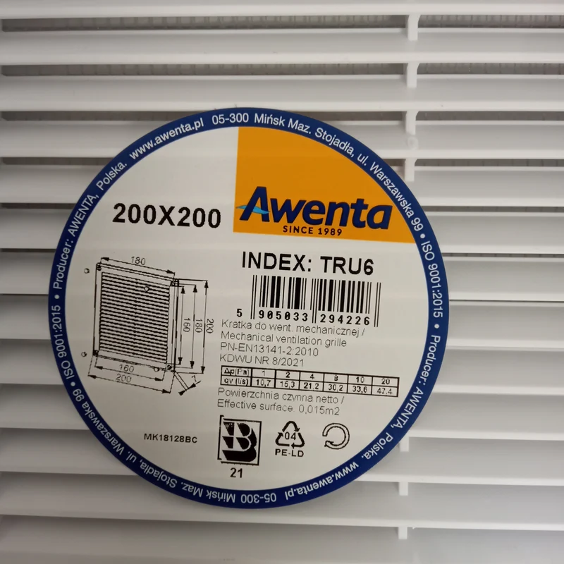 Awenta Lüftungsgitter 200x200 mm