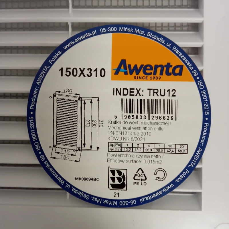 Awenta Lüftungsgitter 150x310 mm