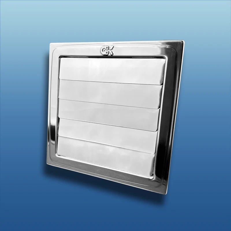 Chrom Lüftungsgitter 150x150 ohne Flansch mit beweglichen Lamellen