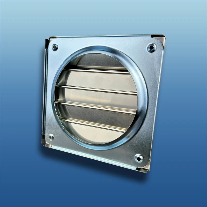 Chrom Lüftungsgitter 150x150 ohne Flansch mit beweglichen Lamellen