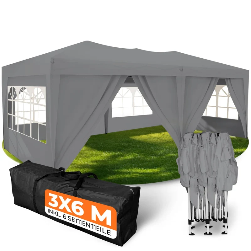Kronenburg Faltpavillon wasserdicht Dachmaß 3 x 3 m UV Schutz 50+ Pavillon in Champagner mit 4 Seitenteilen