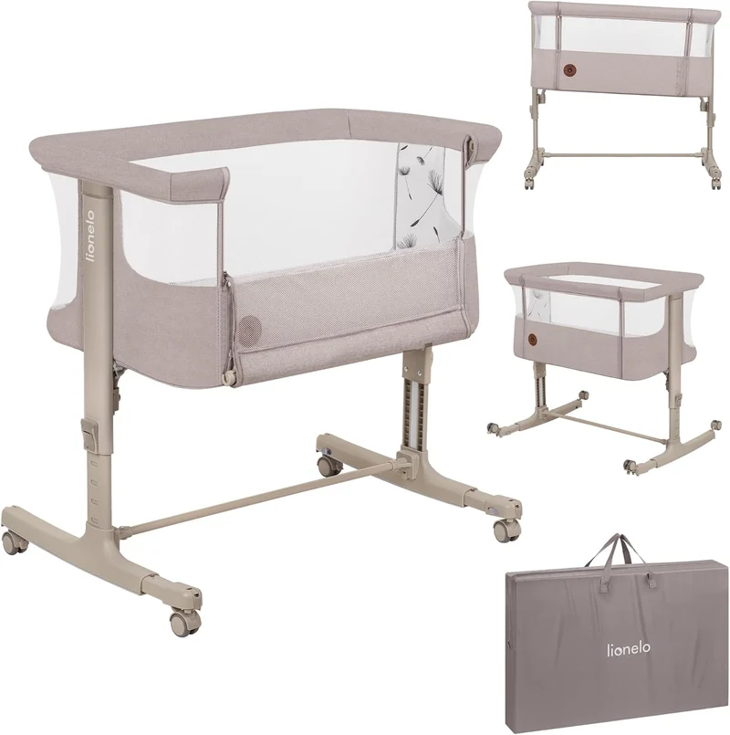 Lionelo Aurora 3 in 1 Babybett bis 9 kg, Beistellbett, Wiege