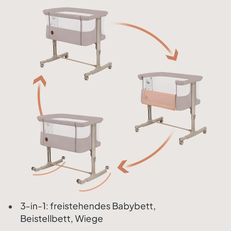 Lionelo Aurora 3 in 1 Babybett bis 9 kg, Beistellbett, Wiege