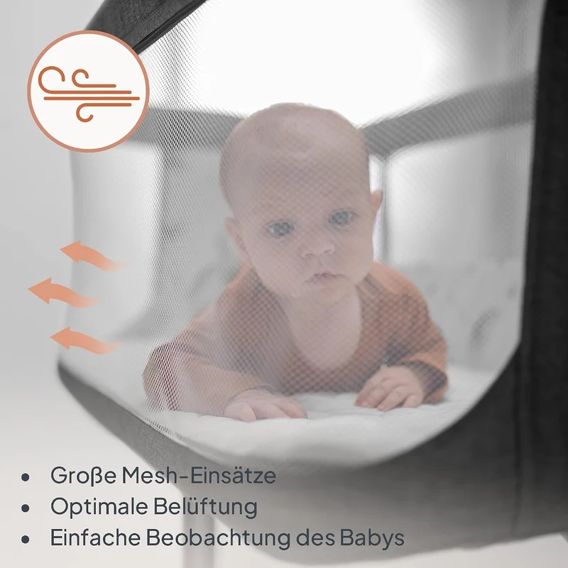Lionelo Aurora 3 in 1 Babybett bis 9 kg, Beistellbett, Wiege