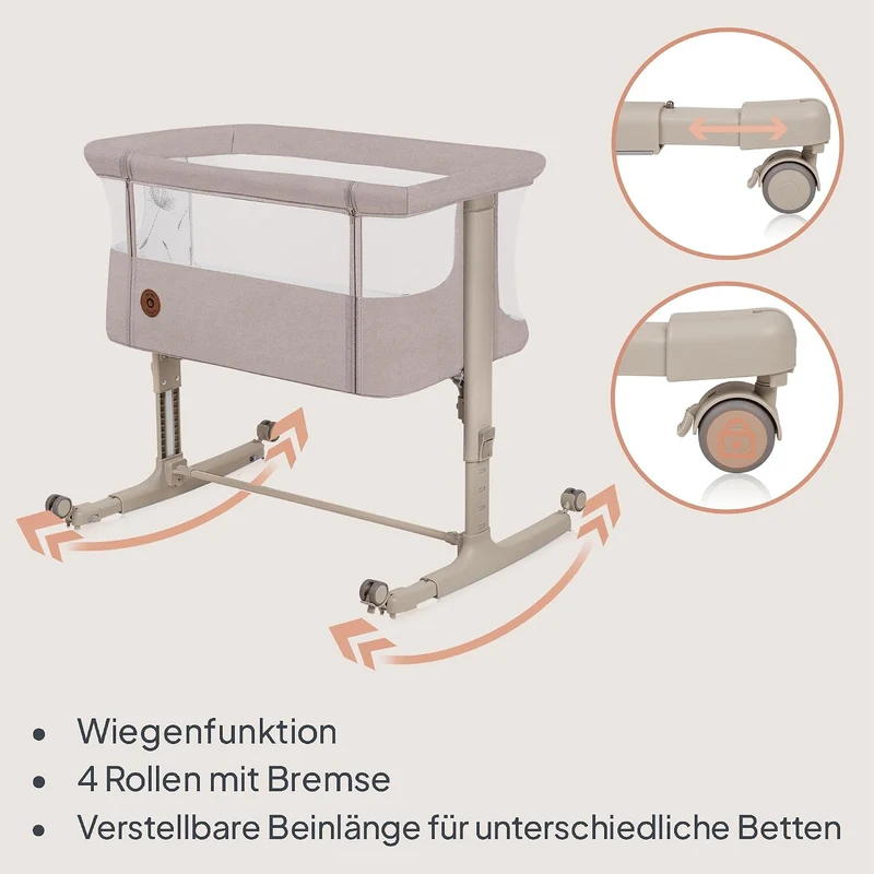 Lionelo Aurora 3 in 1 Babybett bis 9 kg, Beistellbett, Wiege