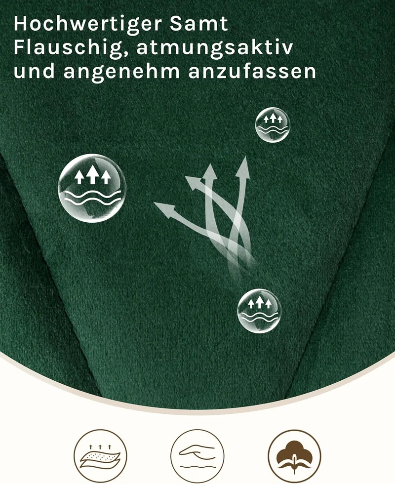 Lestarain Esszimmerstühle 4er Set Samt Dunkelgrün