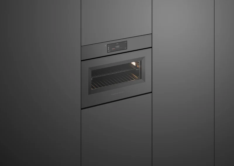 Fisher & Paykel 60cm Series 11, Minimal Handless Compact Combi-Steam Oven, Grey Glass