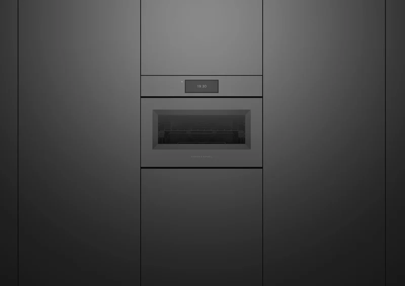 Fisher & Paykel 60cm Series 11, Minimal Handless Compact Combi-Steam Oven, Grey Glass