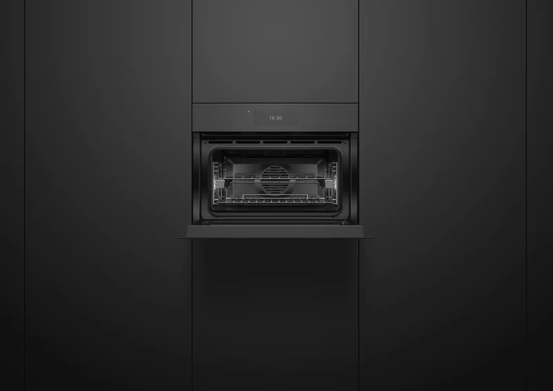 Fisher & Paykel 60cm Series 11, Minimal Handless Compact Combi-Steam Oven, Black Glass