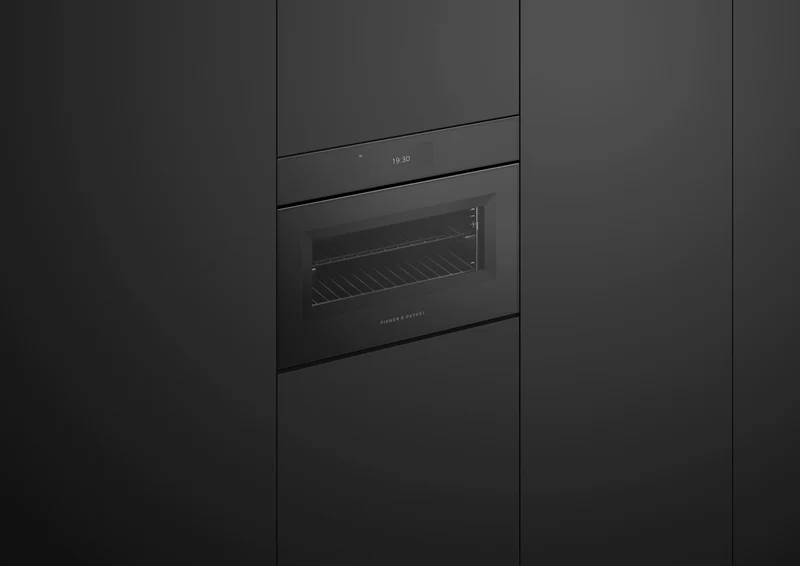 Fisher & Paykel 60cm Series 11, Minimal Handless Compact Combi-Steam Oven, Black Glass