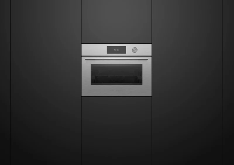 Fisher & Paykel 60cm Series 11, Contemporary Compact Combi-Steam Oven, Brushed Silver Glass