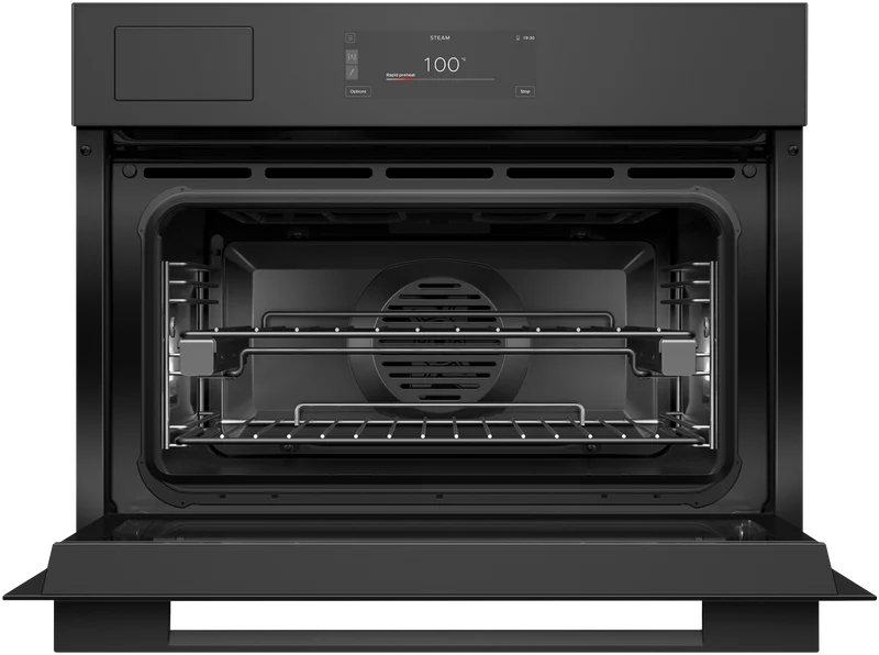 Fisher & Paykel 60cm Series 9, Minimal Compact Combi-Steam Oven, Black Glass